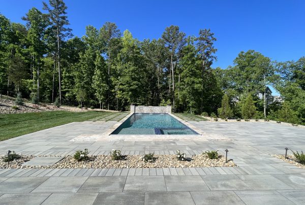 large backyard pool deck