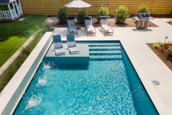 Custom pool with waterfall